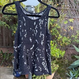 Free People Black and White Patterned Tank Top